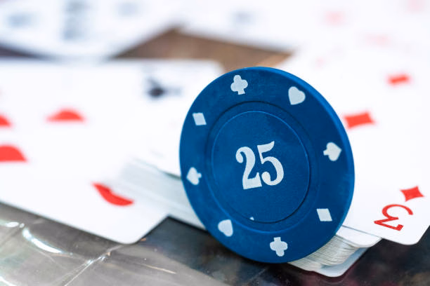 Poker chips and cards for Teen Patti game